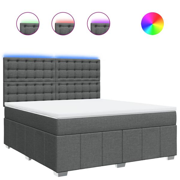 vidaXL Sommier &agrave; lattes de lit avec matelas Gris fonc&eacute; 180x200cm Tissu