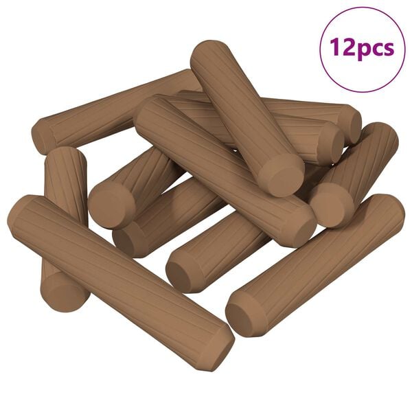 vidaXL Chevilles en bois 12 pcs Marron &Oslash; 8 x 35 mm Bois massif