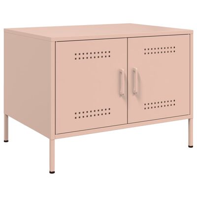 vidaXL Table basse rose 68x50x50,5 cm acier laminé à froid