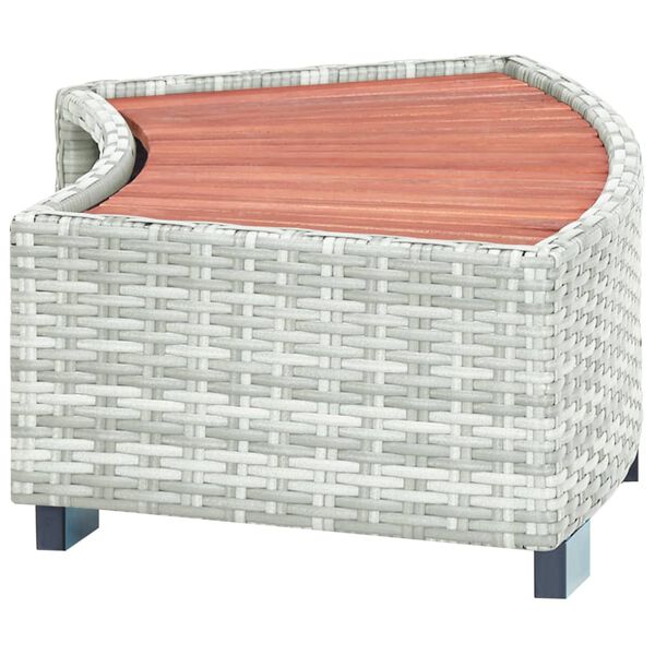 vidaXL Marche de spa Gris clair R&eacute;sine tress&eacute;e 92x45x25 cm