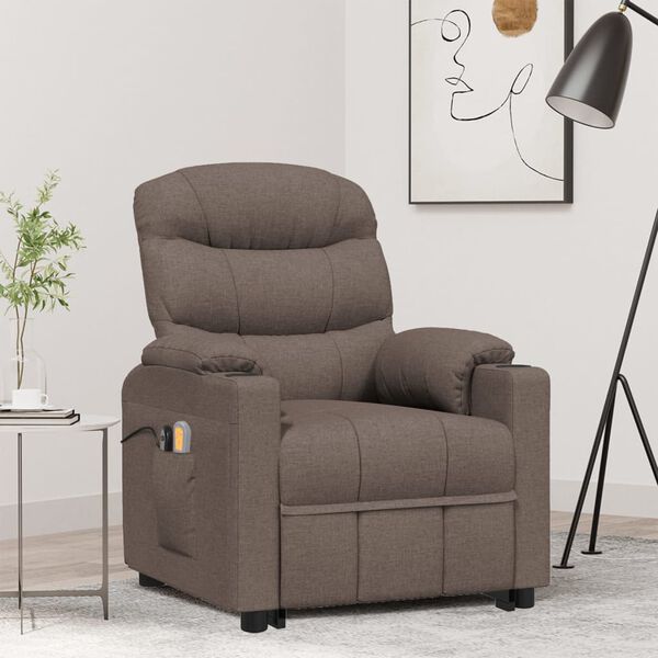 vidaXL Fauteuil de massage Taupe Tissu
