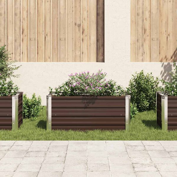 vidaXL Lit surélevé de jardin Marron 100x40x45 cm Acier galvanisé