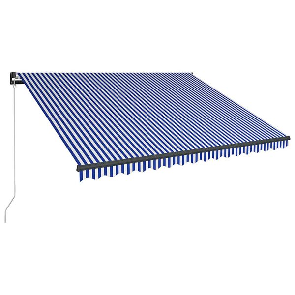 vidaXL Auvent manuel r&eacute;tractable 450x300 cm Bleu et blanc
