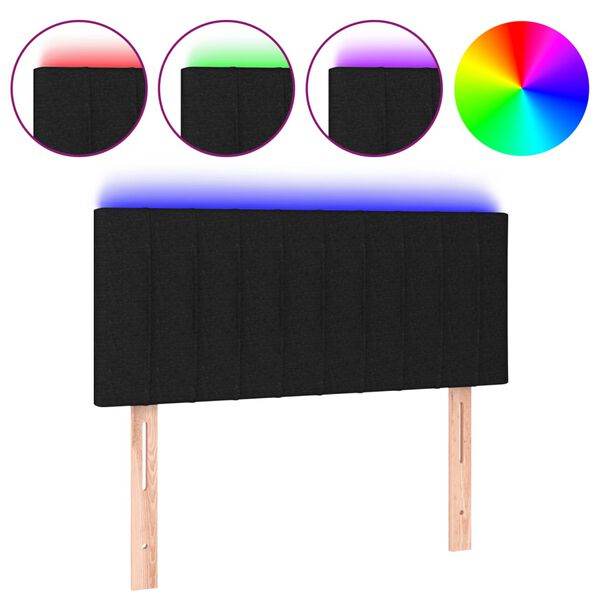 vidaXL T&ecirc;te de lit &agrave; LED Noir 80x5x78/88 cm Tissu