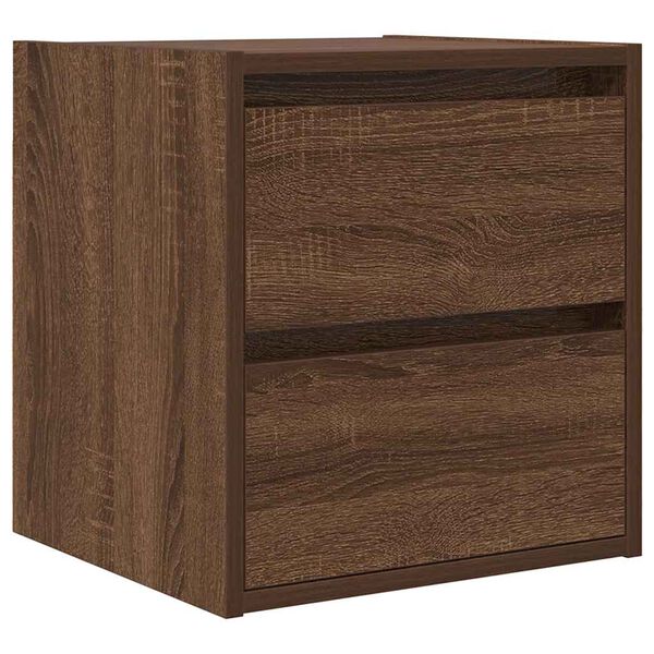 vidaXL Table de chevet murale ch&ecirc;ne marron 38x34x40 cm