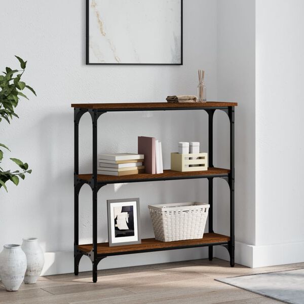vidaXL Table console ch&ecirc;ne marron 75x22,5x75 cm bois d'ing&eacute;nierie