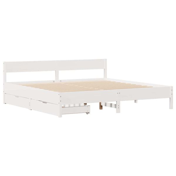 vidaXL Cadre de lit sans matelas blanc 160x200 cm bois de pin massif