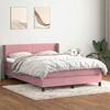 vidaXL Sommier &agrave; lattes de lit avec matelas rose 140x220 cm velours