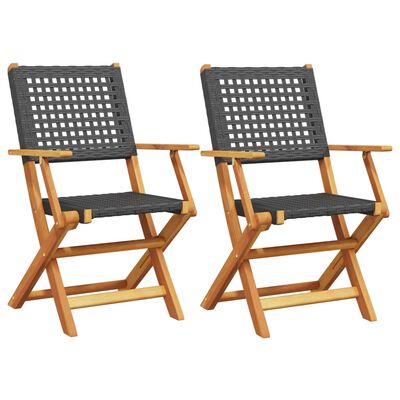 vidaXL Chaises de jardin lot de 2 noir bois massif d'acacia et rotin