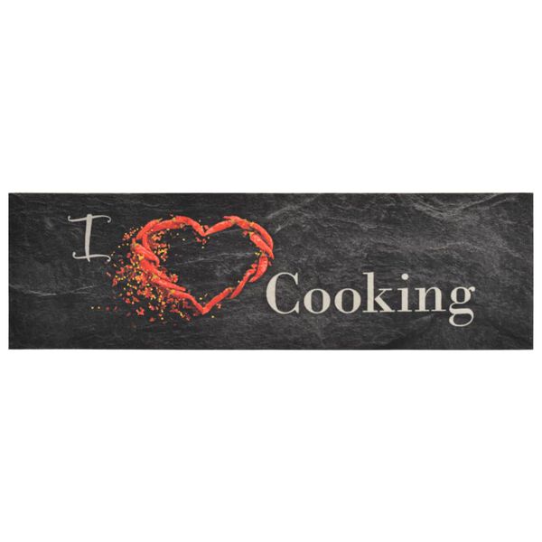 vidaXL Tapis de cuisine lavable impression cuisine noir 45x150 cm
