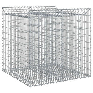 vidaXL Lit sur&eacute;lev&eacute; gabion 2 pcs Argent&eacute;