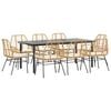 vidaXL Ensemble &agrave; manger jardin coussins 9pcs marron poly rotin verre