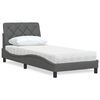 vidaXL Lit avec matelas gris fonc&eacute; 90x200 cm tissu