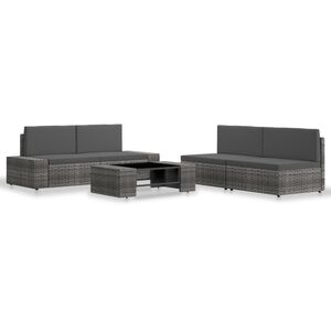 vidaXL Salon de jardin 5 pcs R&eacute;sine tress&eacute;e Gris
