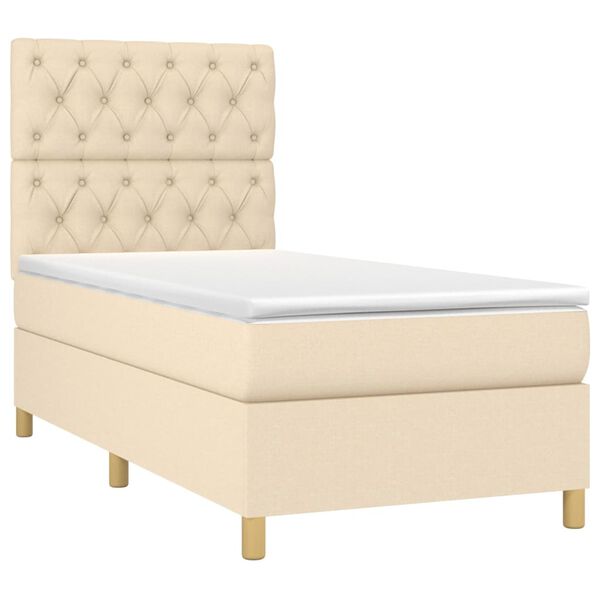 vidaXL Sommier &agrave; lattes de lit avec matelas Cr&egrave;me 80x200 cm Tissu