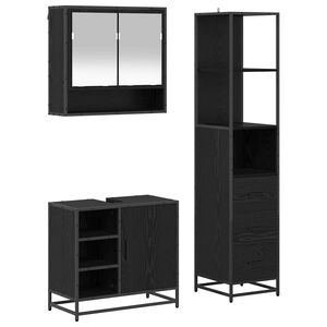 vidaXL Ensemble de mobilier de salle de bain 3 pc Ch&ecirc;ne noir