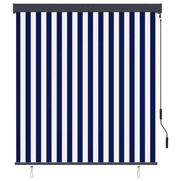 vidaXL Store roulant d'ext&eacute;rieur 140x250 cm Bleu et blanc