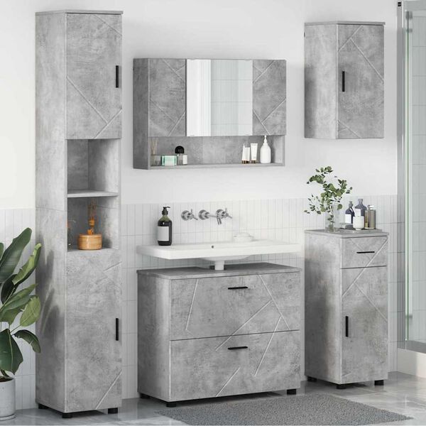 vidaXL Ensemble de mobilier de salle de bain 5 pcs Gris b&eacute;ton