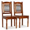 vidaXL Chaises &agrave; manger lot de 2 Bois finition couleur miel classique