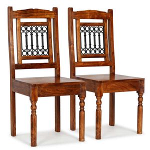 vidaXL Chaises &agrave; manger lot de 2 Bois finition couleur miel classique