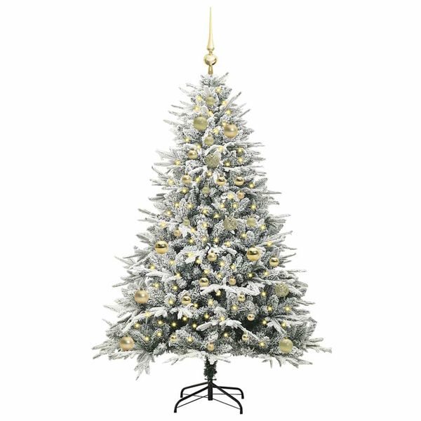 vidaXL Arbre de No&euml;l artificiel pr&eacute;-&eacute;clair&eacute; avec ensemble de boules