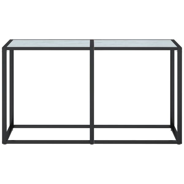 vidaXL Table console Marbre blanc 140x35x75,5 cm Verre trempé