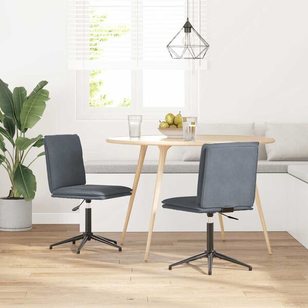 vidaXL Chaises &agrave; manger lot de 2 Gris fonc&eacute; Velours