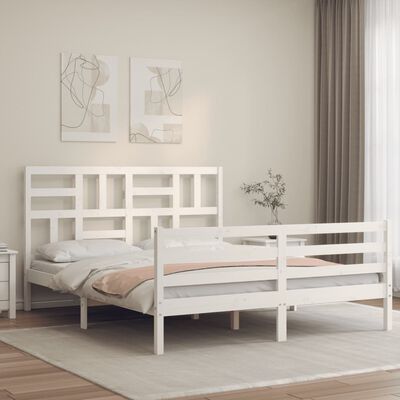 vidaXL Cadre de lit sans matelas blanc bois de pin massif