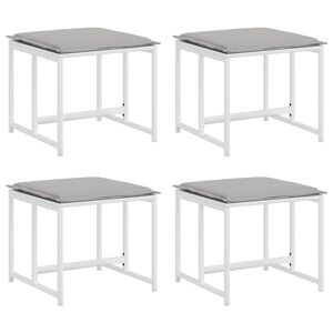 vidaXL Tabourets de jardin avec coussins 4pcs blanc acier et textil&egrave;ne