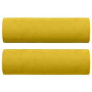vidaXL Coussins d&eacute;coratifs lot de 2 Jaune &Oslash;15x50 cm Velours