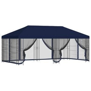 vidaXL Gazebo avec murs lat&eacute;raux 6 x 3 m Bleu Polyester et Acier 190