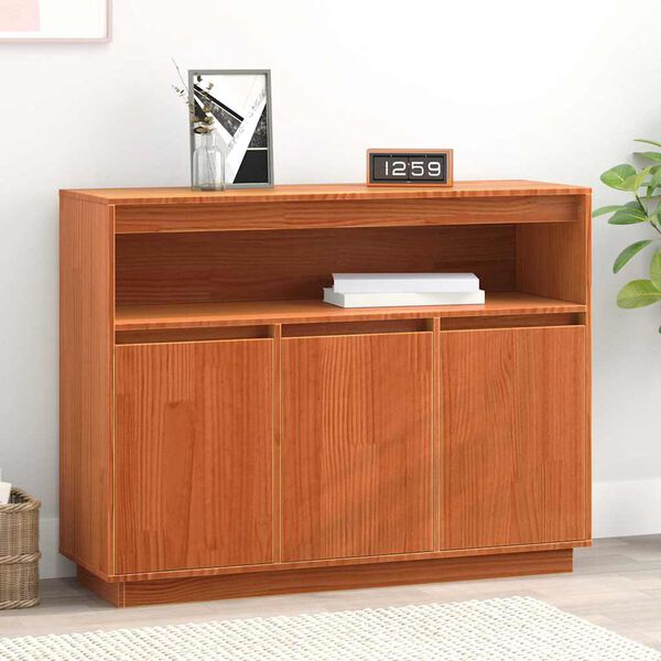 vidaXL Buffet Brun cire 104,5 x 34 x 80 cm Pin massif