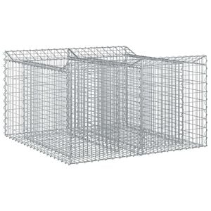 vidaXL Lit sur&eacute;lev&eacute; gabion 100 x 100 x 60 cm Acier galvanis&eacute; Argent&eacute;