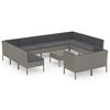 vidaXL Salon de jardin 12 pcs avec coussins R&eacute;sine tress&eacute;e Gris