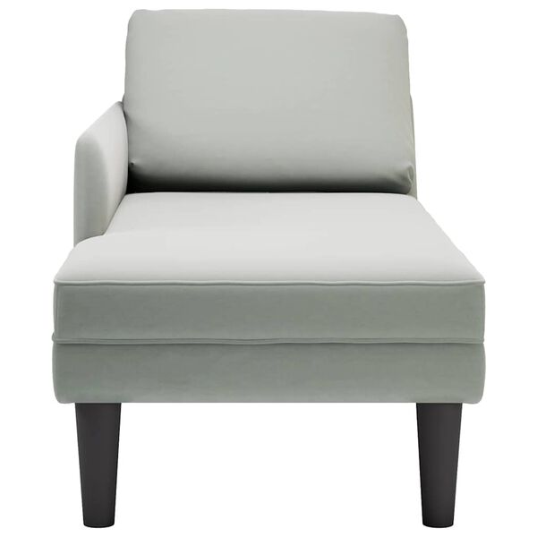 vidaXL Fauteuil long et coussin et accoudoir droit gris clair velours