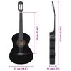 vidaXL Jeu de guitare classique de d&eacute;butant 12 pcs Noir 4/4 39"