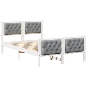 vidaXL Cadre de lit Gris clair 135 x 190 cm Pin massif