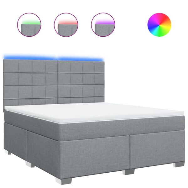 vidaXL Sommier &agrave; lattes de lit avec matelas Gris clair 180x200cm Tissu