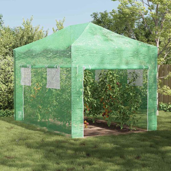 vidaXL Serre avec cadre pop-up avec toit Vert 280 x 410 x 315 cm Fer