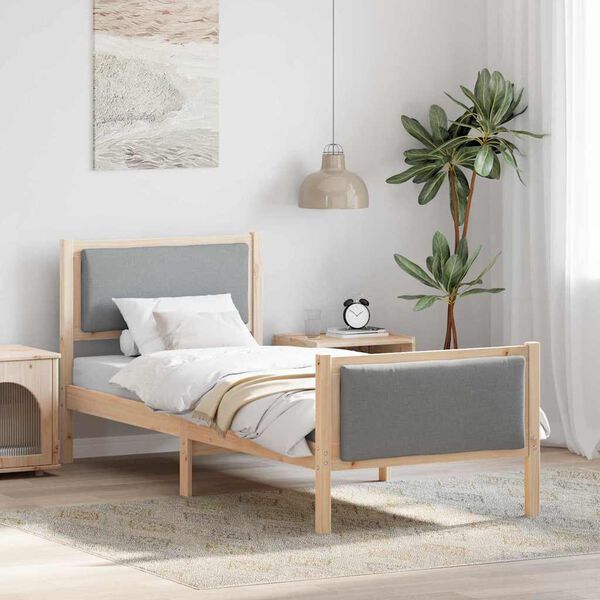 vidaXL Cadre de lit avec t&ecirc;te de lit Gris clair 80 x 200 cm tissu