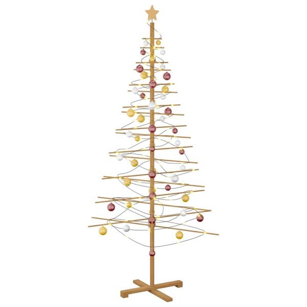 vidaXL Arbre de Noël en bois avec support Marron 210 cm Bambou