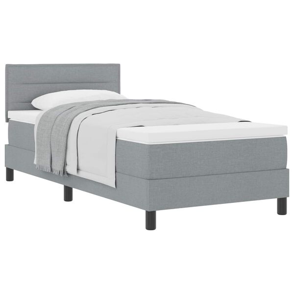 vidaXL Lit &agrave; ressorts avec matelas Gris clair 90 x 190 cm tissu