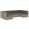 vidaXL Salon de jardin 6 pcs avec coussins Gris R&eacute;sine tress&eacute;e