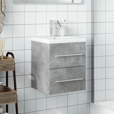 vidaXL Armoire lavabo de salle de bain avec bassin intégré gris béton