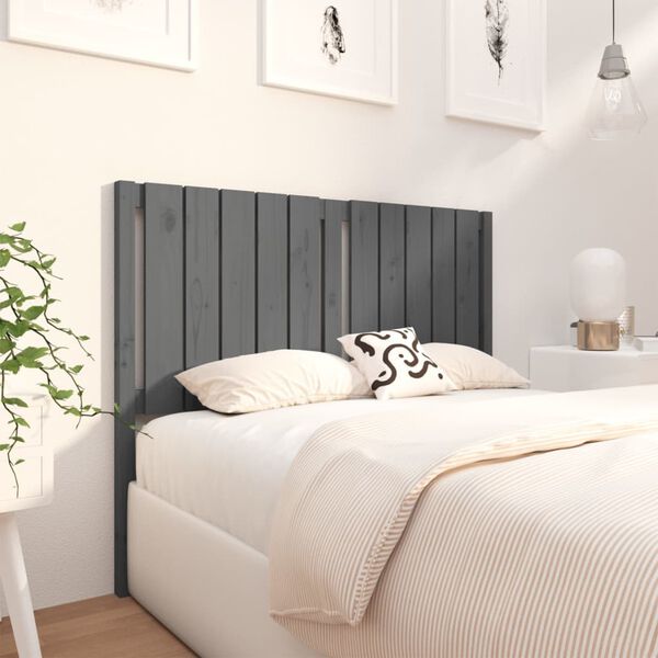 vidaXL T&ecirc;te de lit Gris 125,5x4x100 cm Bois massif de pin