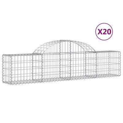 vidaXL Paniers à gabions arqués 20 pcs 200x30x40/60 cm Fer galvanisé