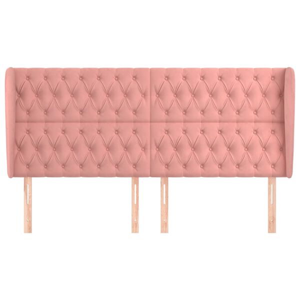 vidaXL T&ecirc;te de lit avec oreilles Rose 183x23x118/128 cm Velours