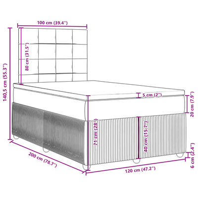 vidaXL Sommier à lattes de lit avec matelas Noir 120x200 cm Tissu