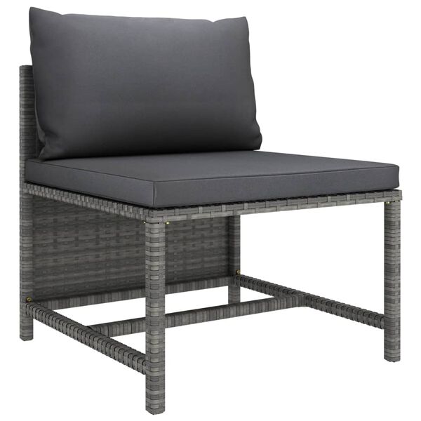 vidaXL Salon de jardin 8 pcs avec coussins R&eacute;sine tress&eacute;e Gris