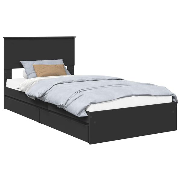 vidaXL Lit de Rangement Noir 100 x 200 cm Bois d'ing&eacute;nierie